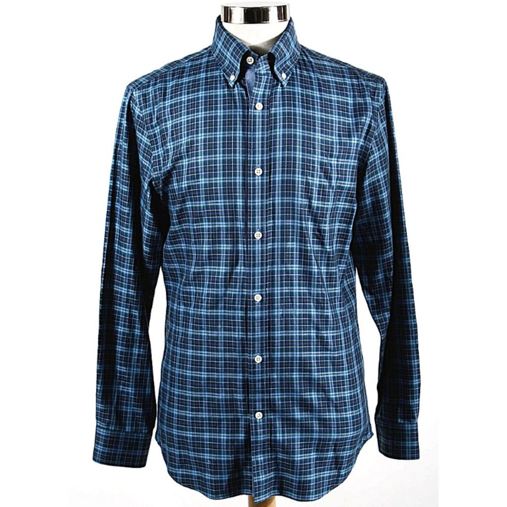Banana Republic Blue 100% Cotton Men's Plaid SZ M